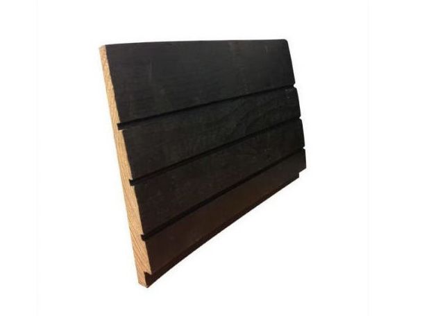 NE-vuren Zweeds rabat houten plank, 10/25x195mm, fijnbezaagd, zwart gecoat